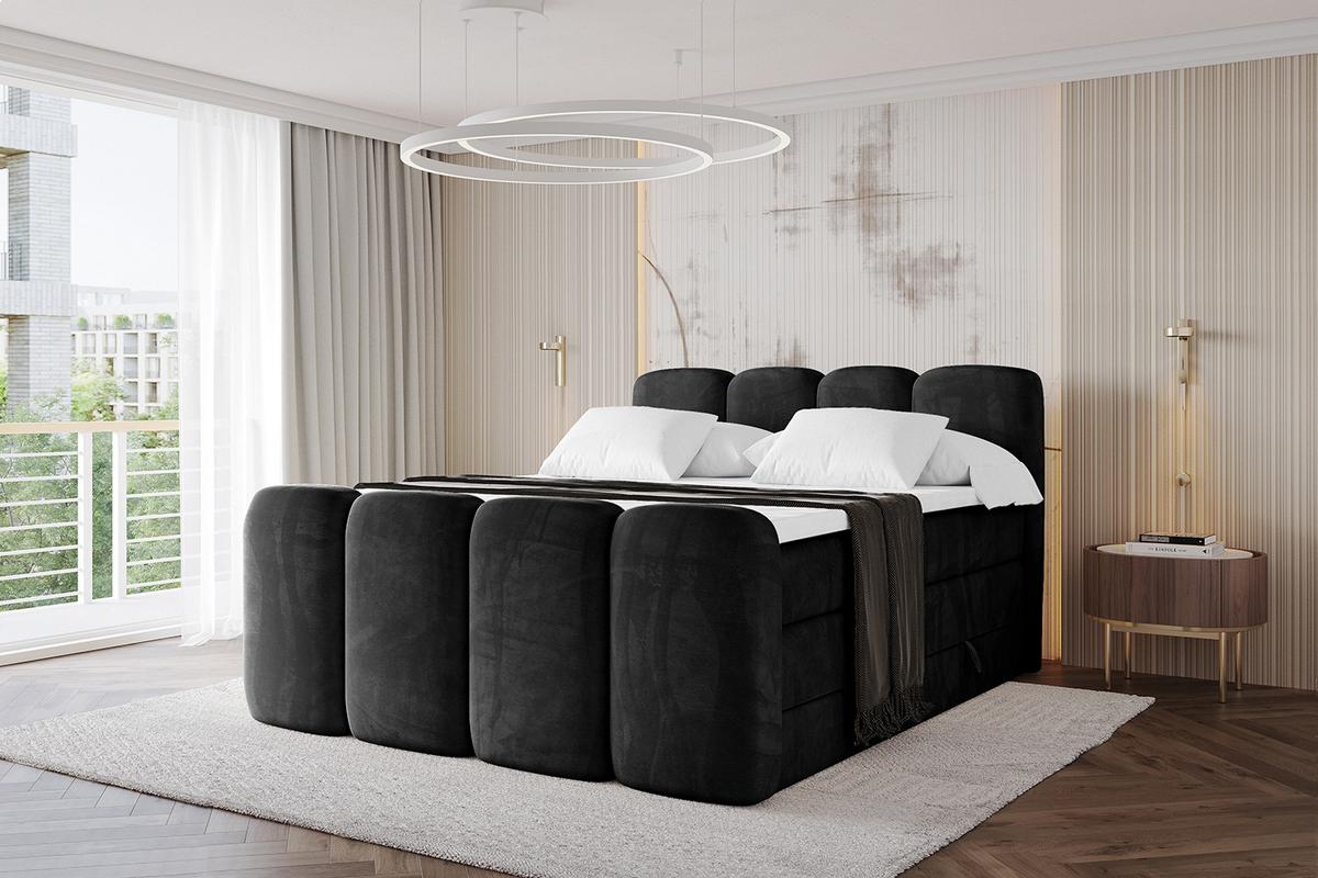BOXBETT mit Matratze H3|H4 und Lattenrost - NINA-Z KING - 160x200 cm Casablanca - Schwarz - Schwarz Hochglanz, Holzwerkstoff (160/200cm)