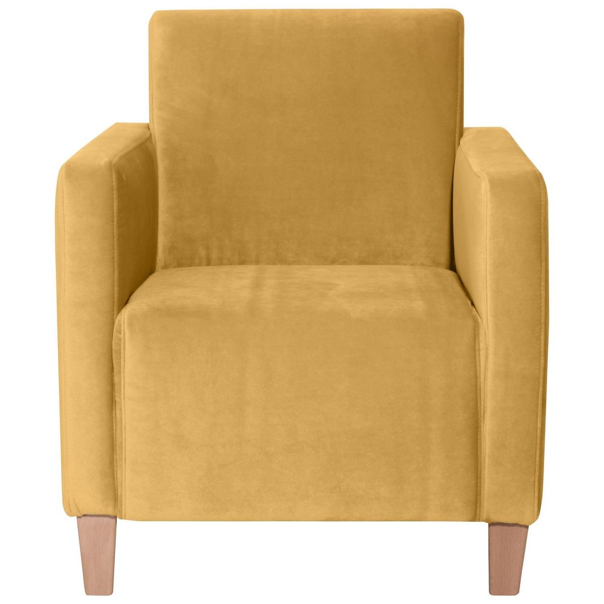 SESSEL Karol Bezug Samtvelours Buche natur / mais - Gelb, Kunststoff (71/81/70cm) - 58aufmkessel
