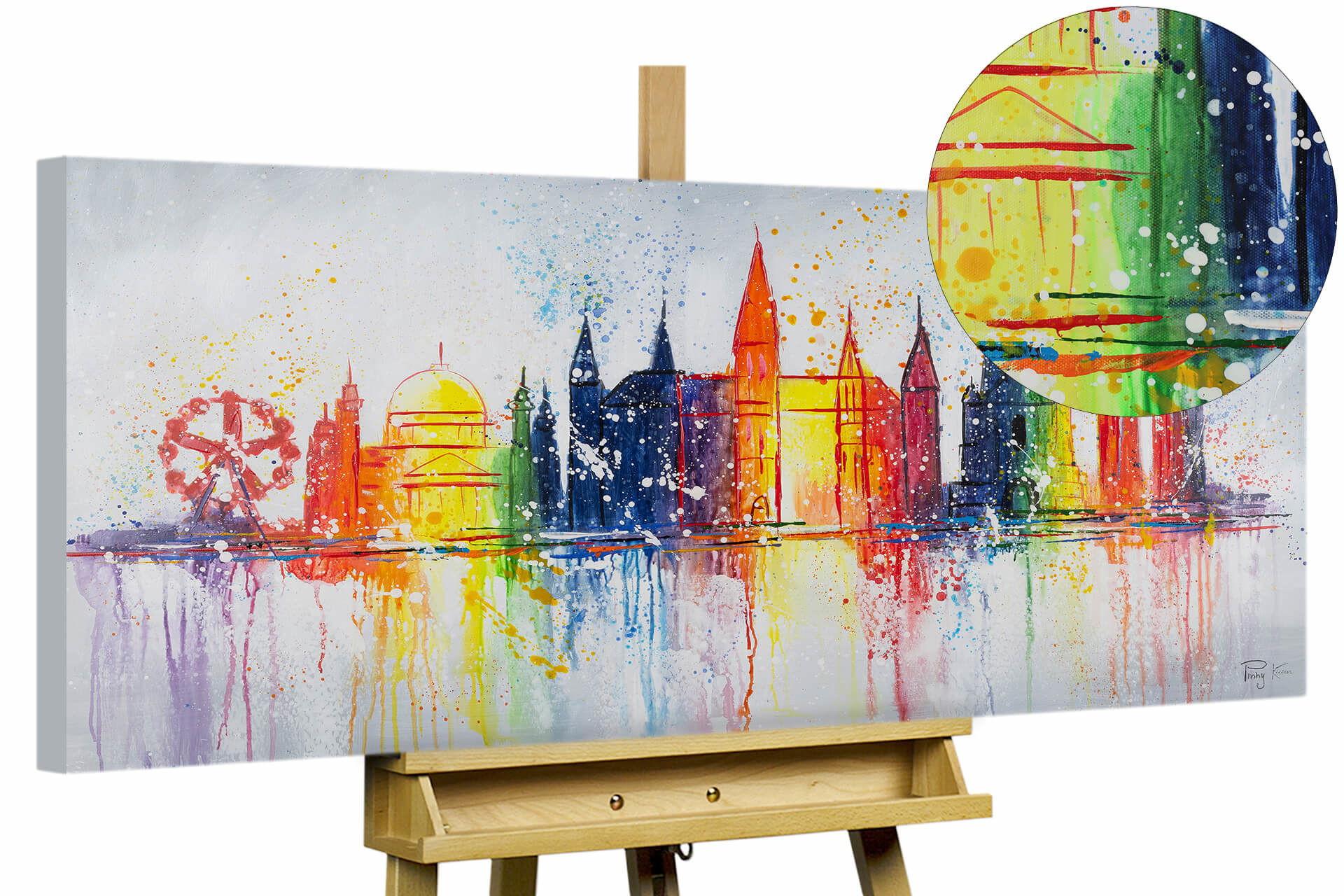 ACRYLBILD HANDGEMALT 120/60 cm - Multicolor/Grau, Holz/Textil (120/60cm) - KUNSTLOFT