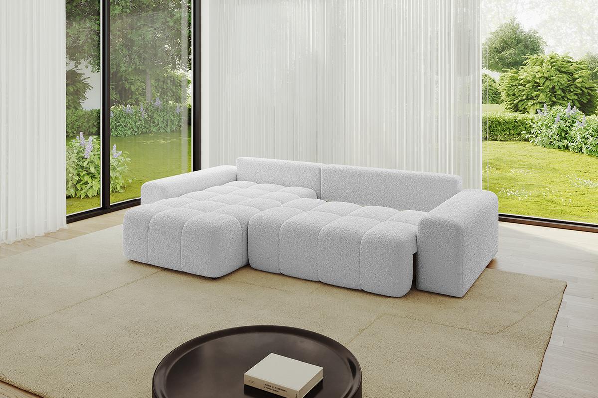 ECKSOFA Ottomane links ENIL-L 297x189x68 Hellgrau Bouclé - Hellgrau, Holzwerkstoff/Kunststoff (297/189cm) - ALTDECOR