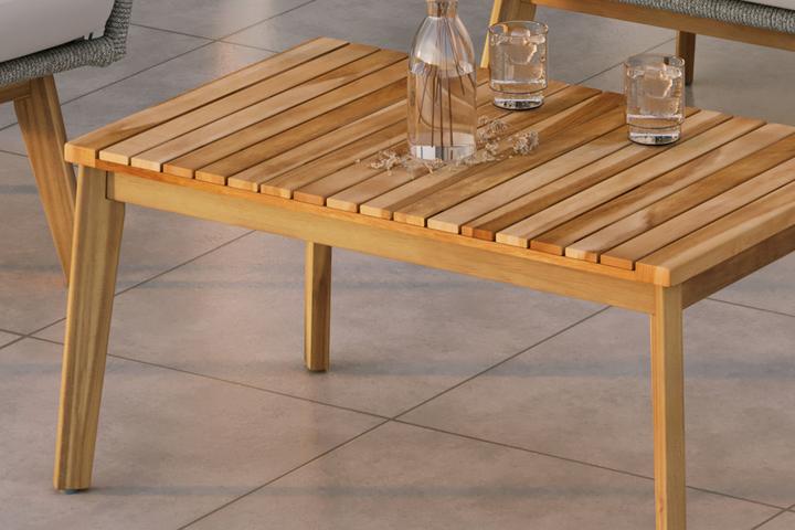 Gartenset Tisch Akazie geölt Echtholz massiv rechteckig Tischplatte Lamellenoptik
