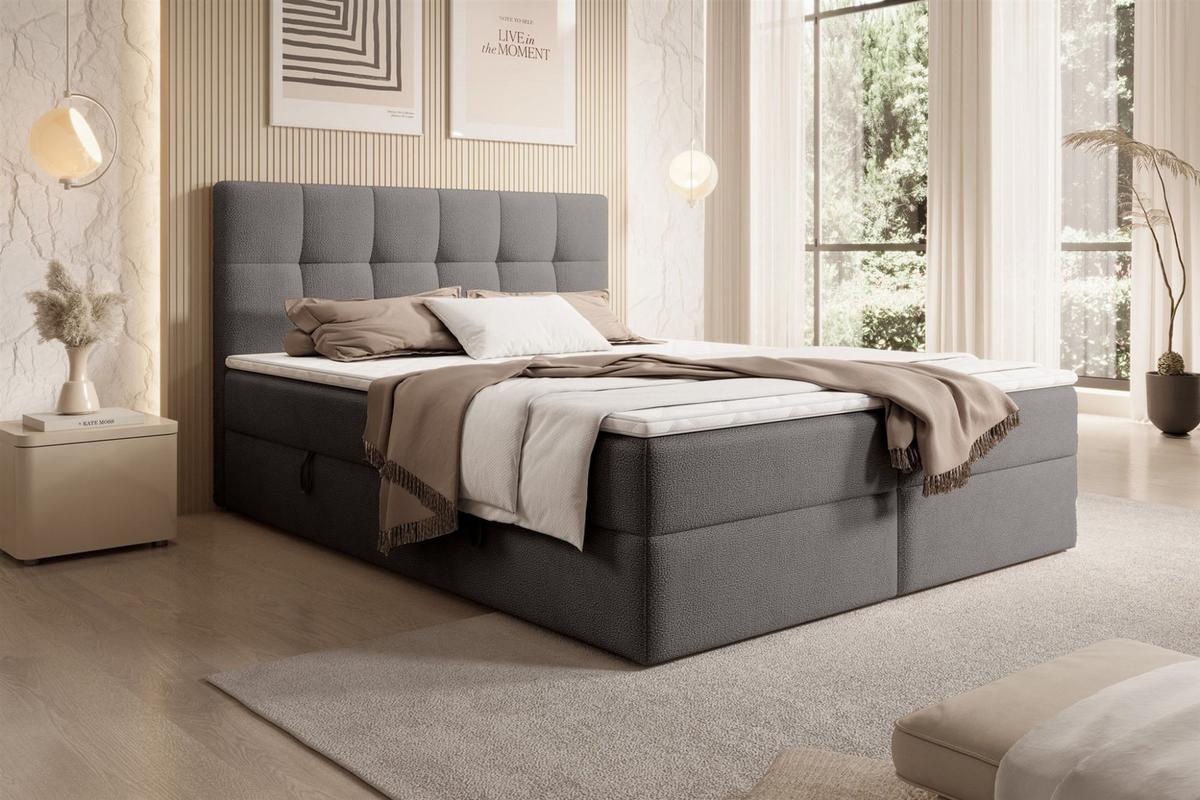 BOXBETT Arturo In Freya - Graphitfarben, Holzwerkstoff/Textil (140/200cm) - Fun Möbel