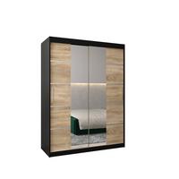 SCHWEBETÜRENSCHRANK 200/150/62 2-türig - Silberfarben/Schwarz, Holz/Kunststoff (150/200/62cm) - MÖBEL KRYSPOL