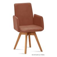 ARMLEHNSTUHL drehbar (2er-Set) Donny 52x92x60 Eiche geölt/Cognac - Cognac/Eichefarben, Kunststoff (60/92/52cm) - 58aufmkessel