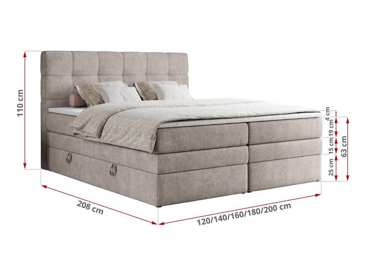 BOXSPRINGBETT ERNI KING 140/200 Beige Struktur - H3 - Beige, Holz/Textil (140/200cm) - MKS