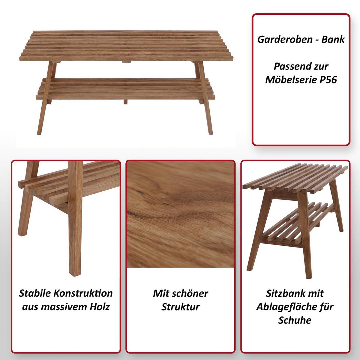 GARDEROBEN-BANK Eiche Dekor - Eiche Wotan, Holz (100/45/35cm) - MCW