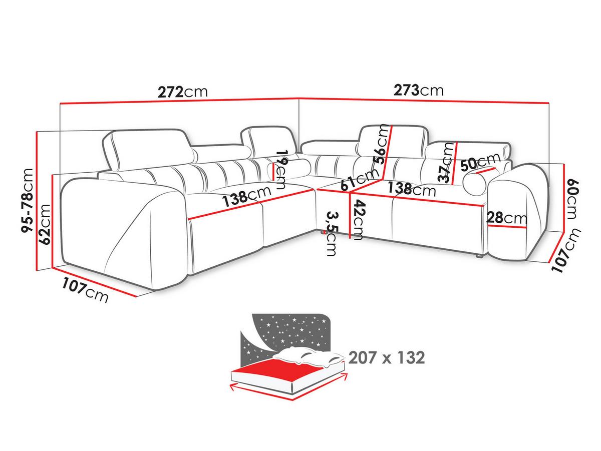 ECKSCHLAFSOFA Volare III, Seite: Rechts - Anthrazit, Holz/Textil (273/272cm) - MIRJAN24