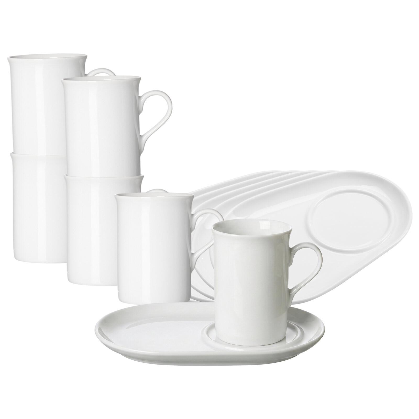 KAFFEEBECHER MIT UNTERTELLER Bianco weiß 300 ml 6er Set - Weiß, Keramik (12.5/10.8/18cm) - Ritzenhoff Breker