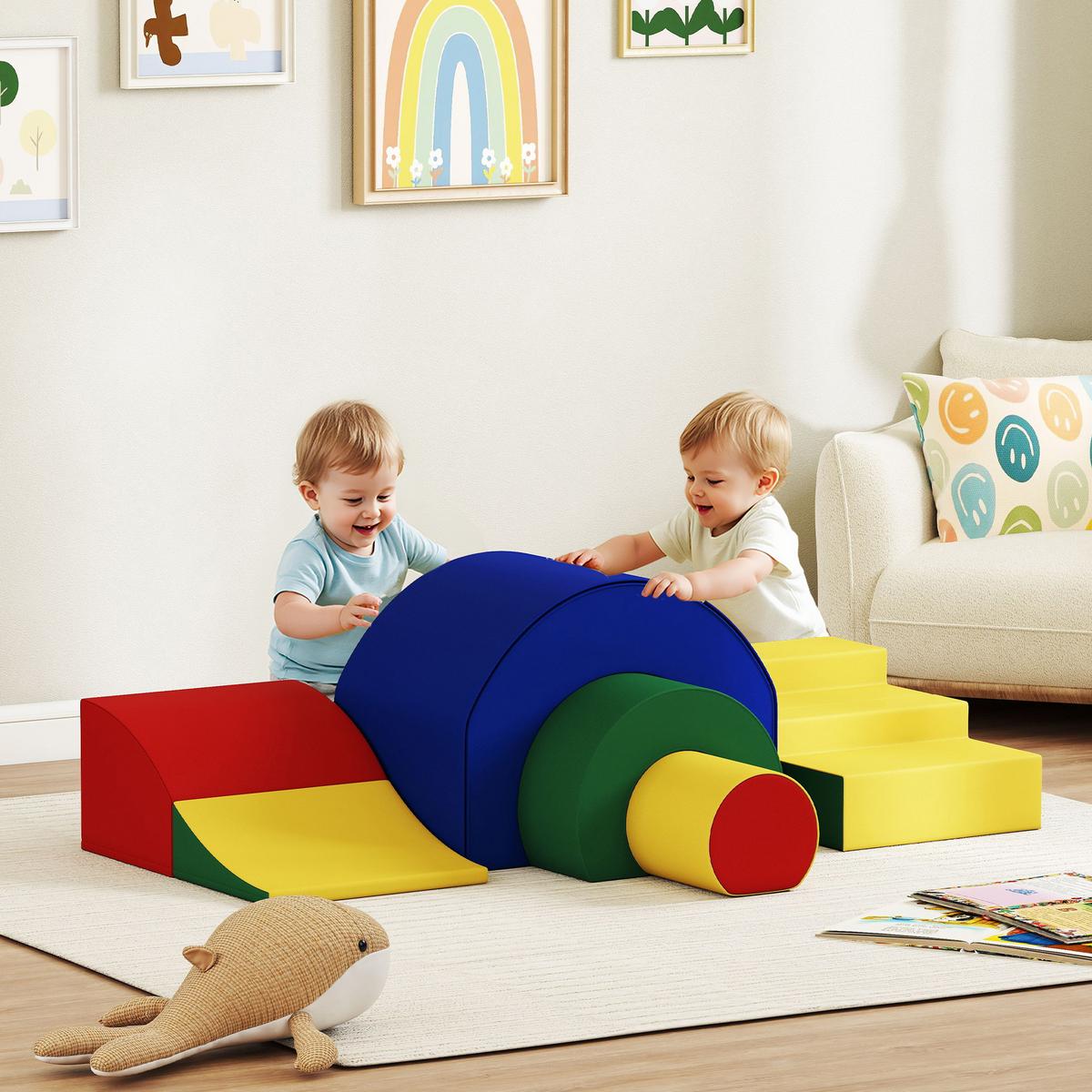 SCHAUMSTOFF Bausteine Kinder 5 tlg. Klettern Softbausteine Riesenbausteine Bunt - Multicolor, Kunststoff (39/181cm) - AIYAPLAY