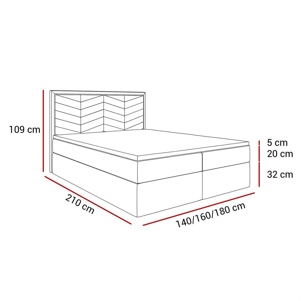 KONTINENTALBETT AURORA 180x200 mit Bettkasten Royal Velvet 176 - Creme, Textil (180/200cm) - Lookway