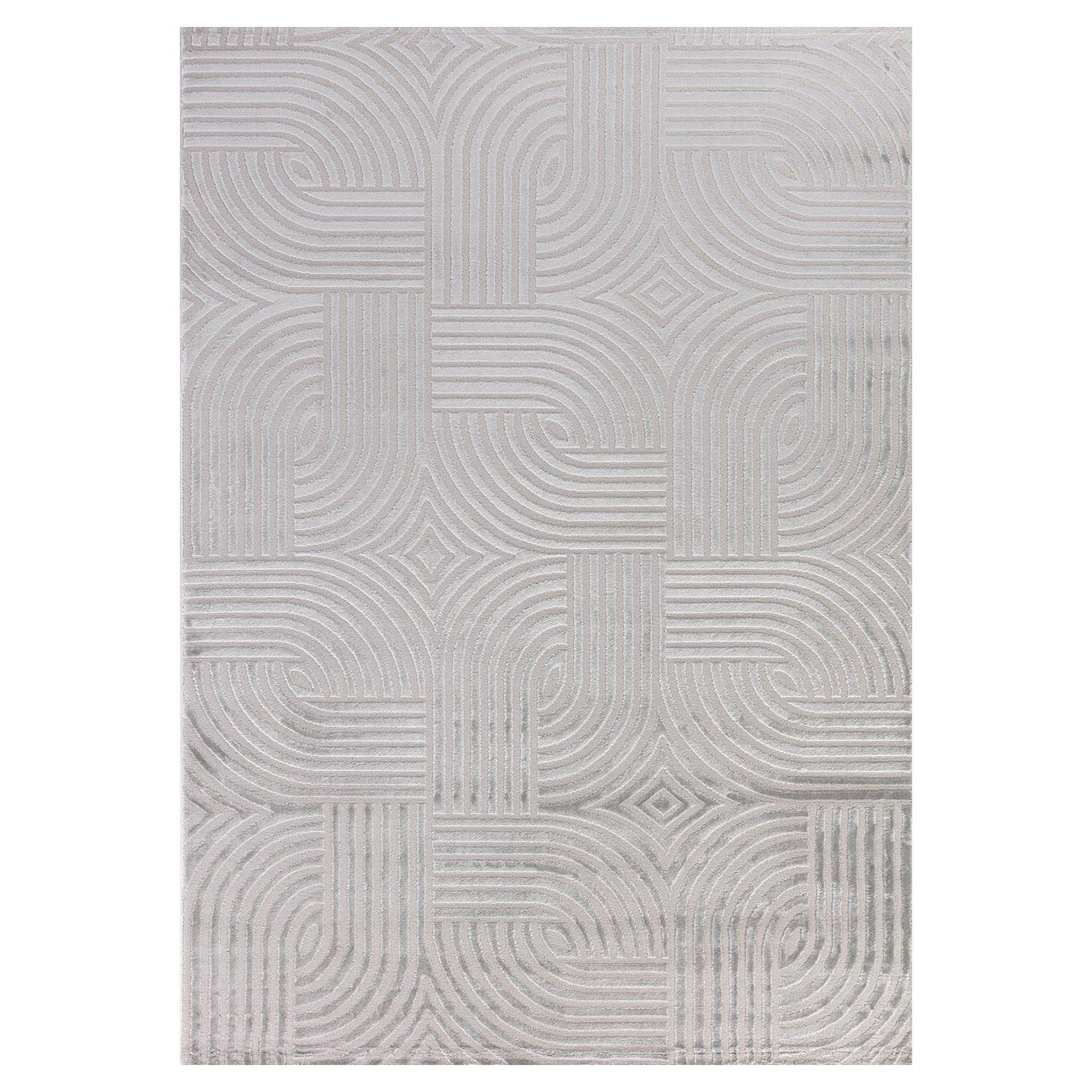 TEPPICH Kurzflor ILLER in Silber, mit 3D-Design, aus Jute, 140 x 200 cm - Silberfarben, Textil (200/140cm) - KADIMA DESIGN