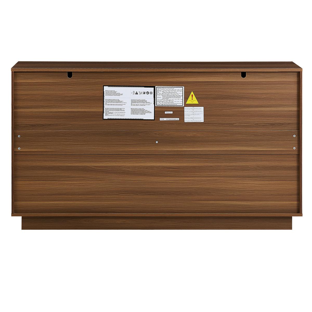 SIDEBOARD in Holzoptik und Schwarz, mit 4 Türen und 2 Schubladen - Walnussfarben, Holzwerkstoff (150/85/40cm) - Urban Meuble