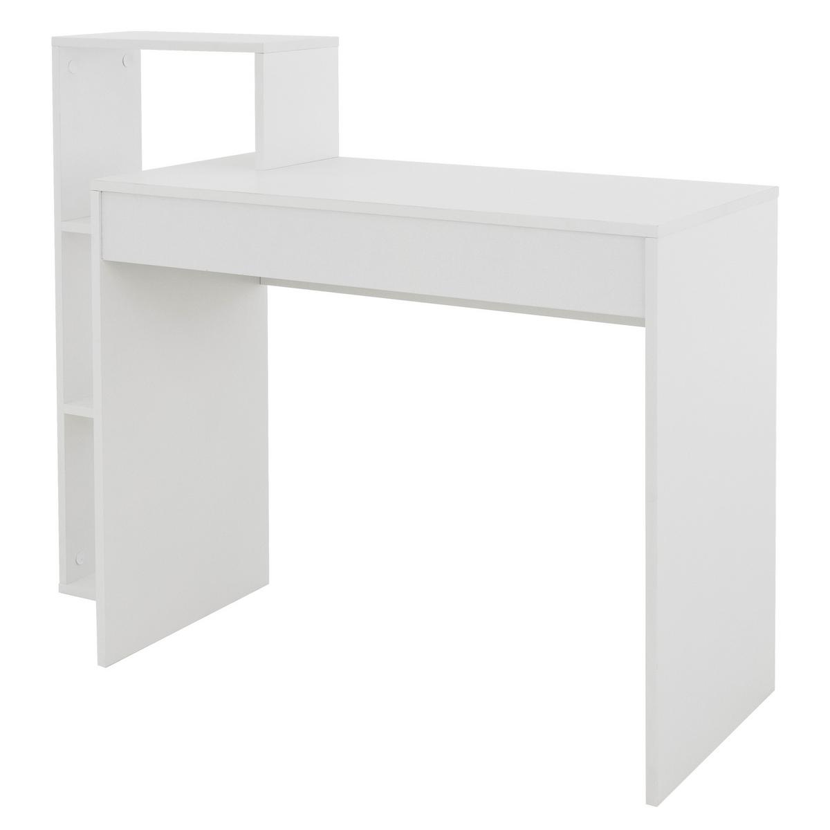 SCHREIBTISCH mit Regal 110x72x40 cm Weiß - Weiß, Holzwerkstoff (110/40/91cm) - ML-DESIGN