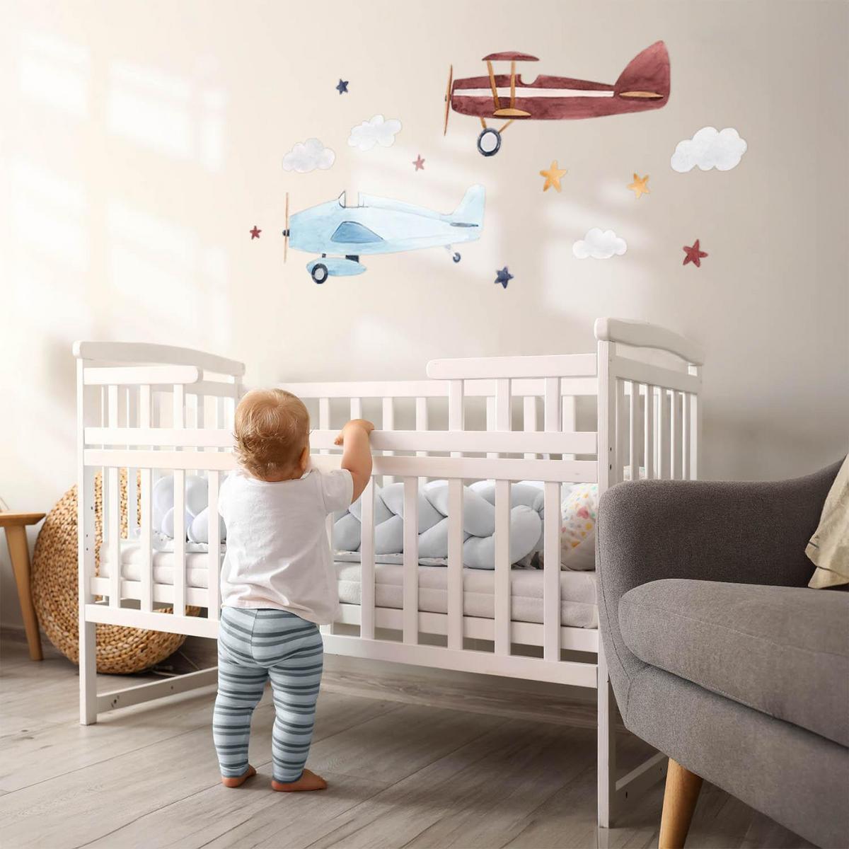 WANDAUFKLEBER 80x99cm - Zwei Wolkenebenen - Multicolor, Kunststoff (80/99/0.1cm) - Wallfluent