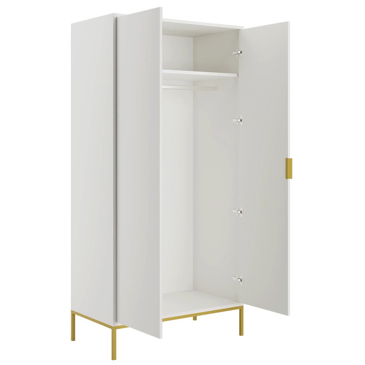 SCHRANK 2 Türen Seattle Weiß - Goldfarben/Weiß, Holzwerkstoff (100/205.4/55cm) - Petits-meubles