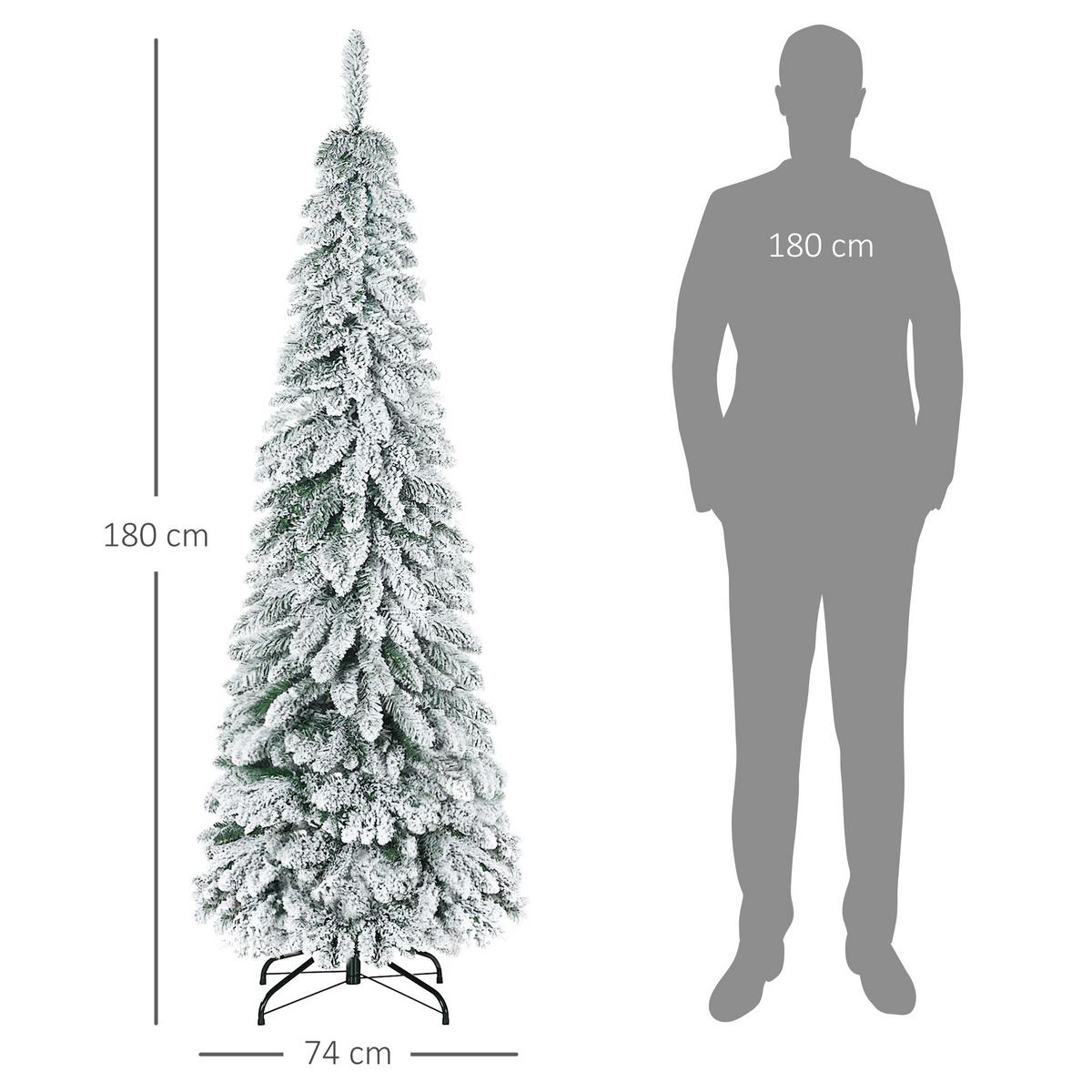 KÜNSTLICHER Weihnachtsbaum 180 cm Kunst Tannenbaum mit Kunstschnee, Indoor - Grün, Kunststoff (180cm) - HOMCOM