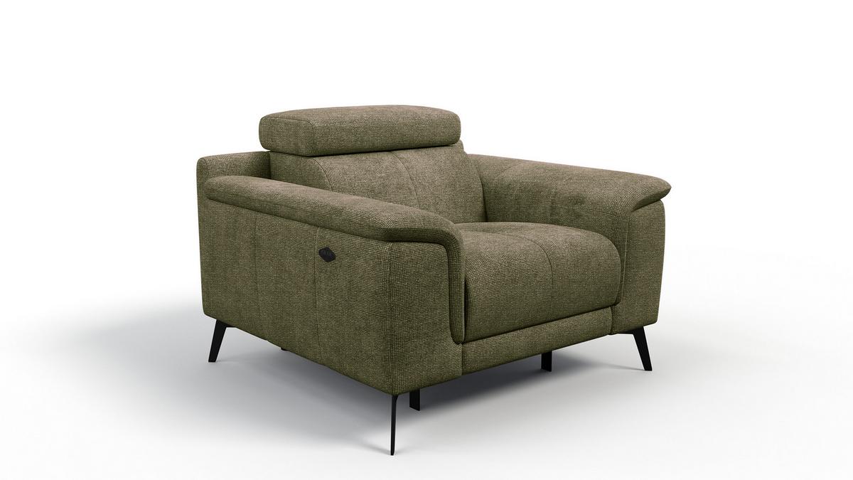 SESSEL FIERO mit Relaxfunktion, olivgrün - Schwarz/Olivgrün, Holzwerkstoff/Textil (114/82/103cm) - Wozimo