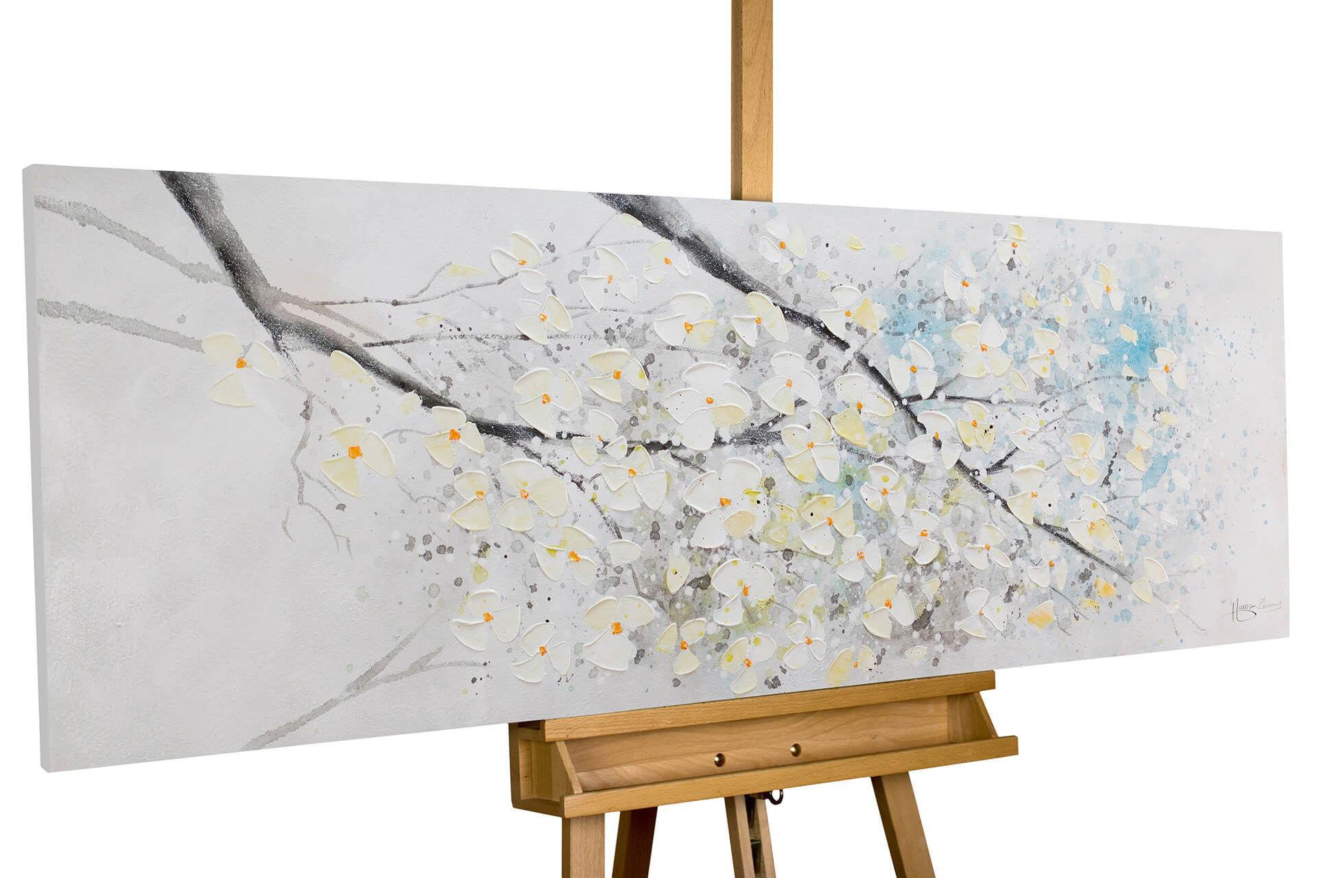 ACRYLBILD HANDGEMALT 150/50 cm - Beige/Weiß, Holz/Textil (150/50cm) - KUNSTLOFT