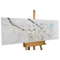 ACRYLBILD HANDGEMALT 150/50 cm - Beige/Weiß, Holz/Textil (150/50cm) - KUNSTLOFT