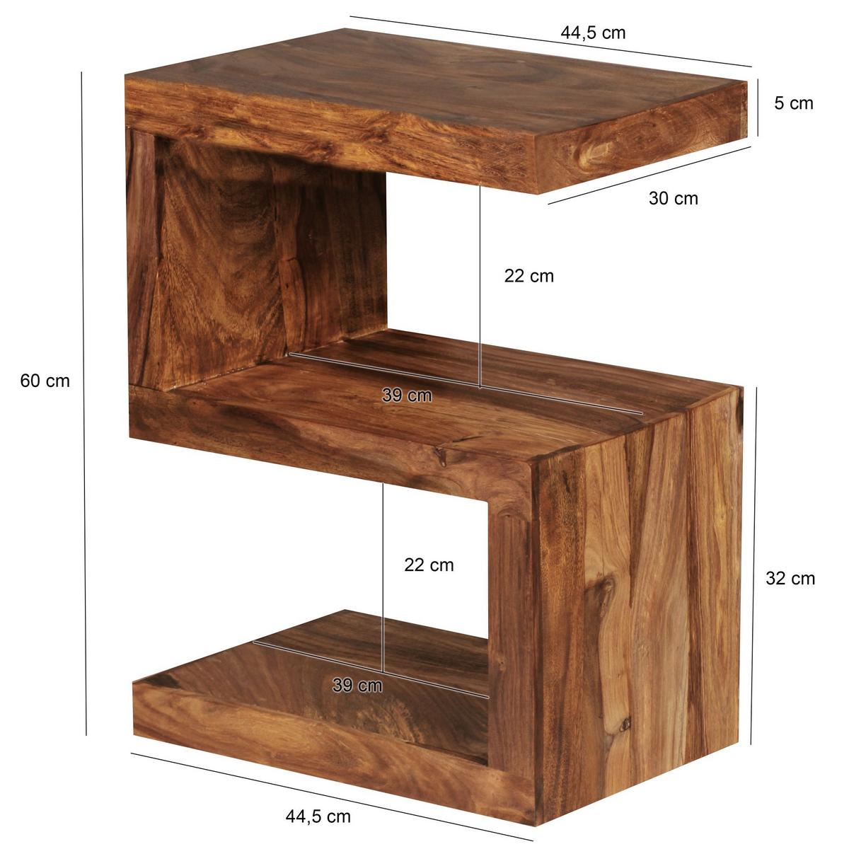 BEISTELLTISCH Massivholz S Cube Landhausstil Design MUMBAI, Dunkelbraun 30x44x60 cm - Dunkelbraun/Braun, Holz (44/30/60cm) - KADIMA DESIGN