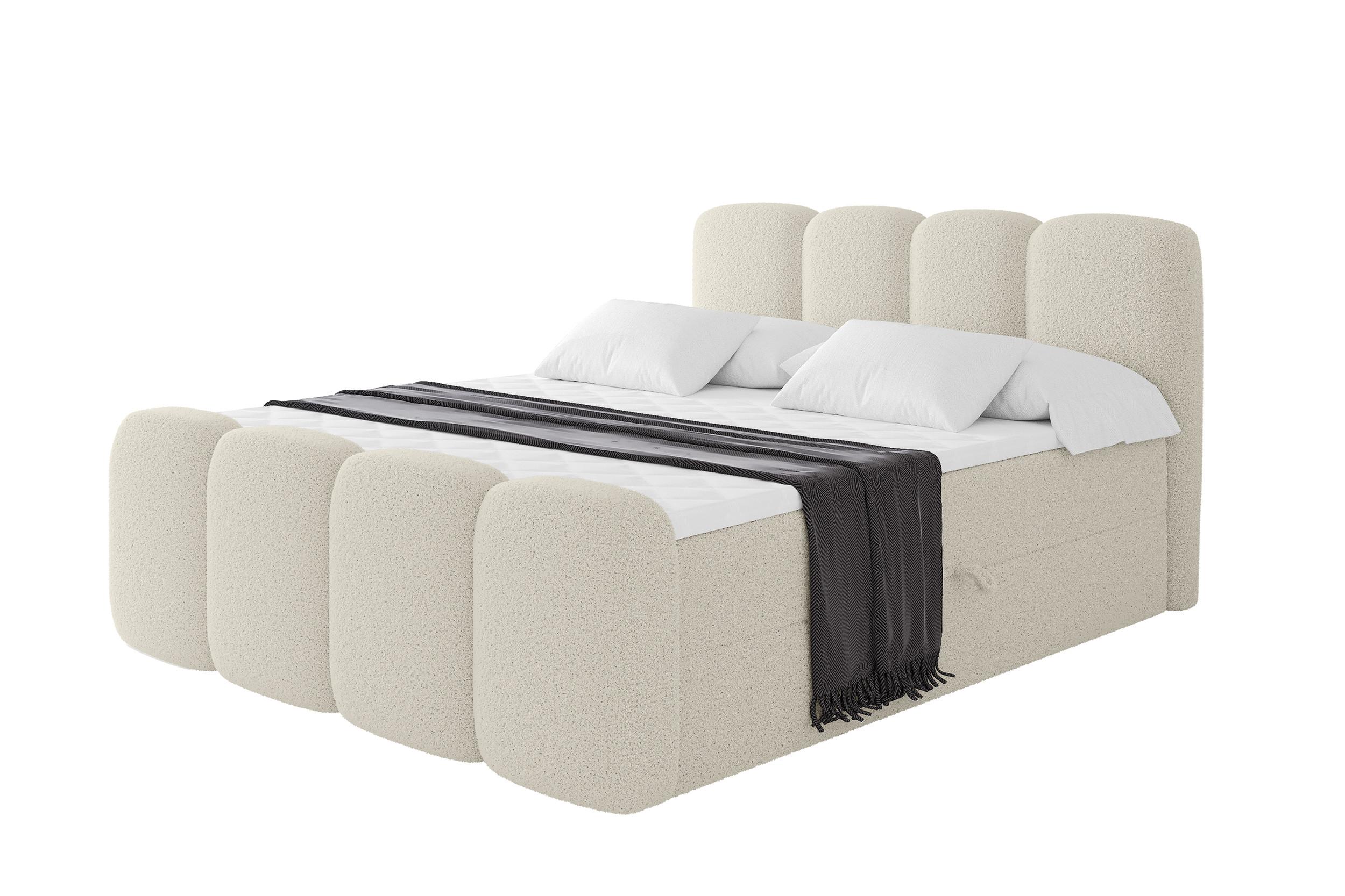 BOXBETT mit Matratze H4 - NINA-Z - 180x200 cm - Beige - Sandfarben, Holzwerkstoff (180/200cm) - ALTDECOR