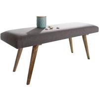 SITZBANK Stoff Massivholz Retro Stil gepolstert, Grau 38x117x51 cm - Braun/Grau, Holz/Textil (38/51/117cm) - KADIMA DESIGN