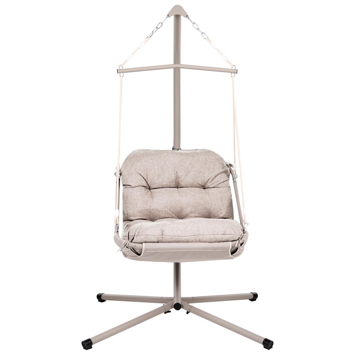 HÄNGESESSEL mit Gestell Metall Beige Alghero - Beige, Textil (109/195/101cm) - Beliani