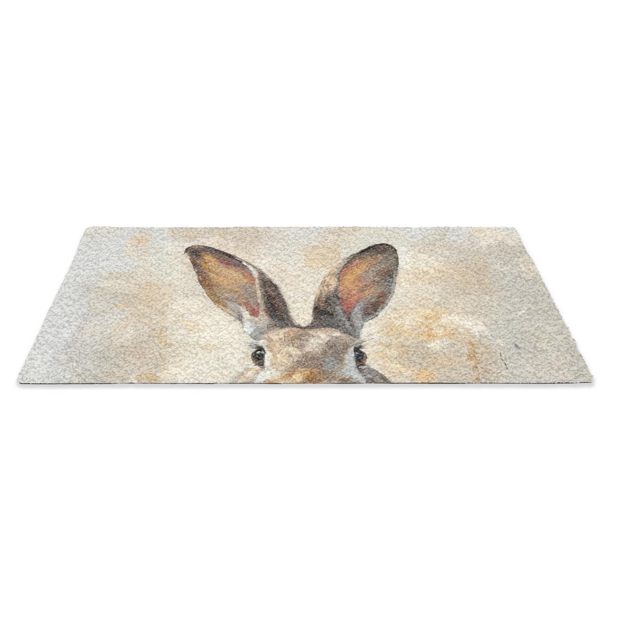 FUSSMATTE Hase - Ohren - Braun Schmutzmatte 60x40 cm - Beige, Kunststoff (40/60cm) - MuchoWow