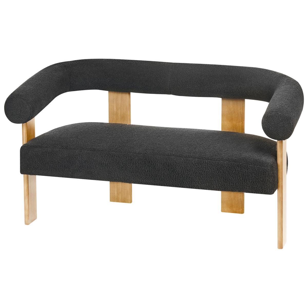 SOFA-SET Bouclé Schwarz/Hellbraun Ilbro - Schwarz/Braun, Textil (138/76/68cm) - Beliani
