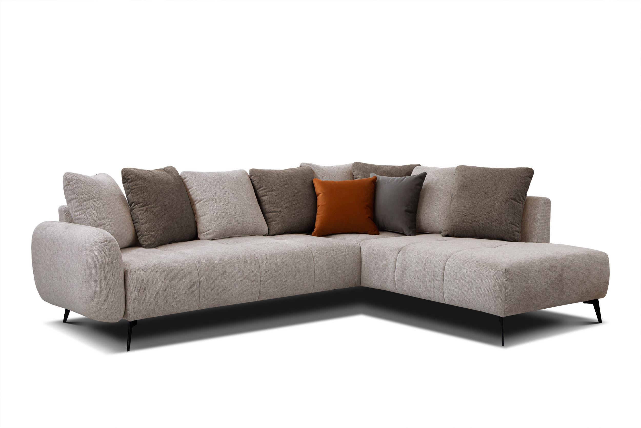 ECKSOFA EVENTO 5-Sitzer, beige - Beige/Schwarz, Holzwerkstoff/Textil (266/206cm) - Wozimo