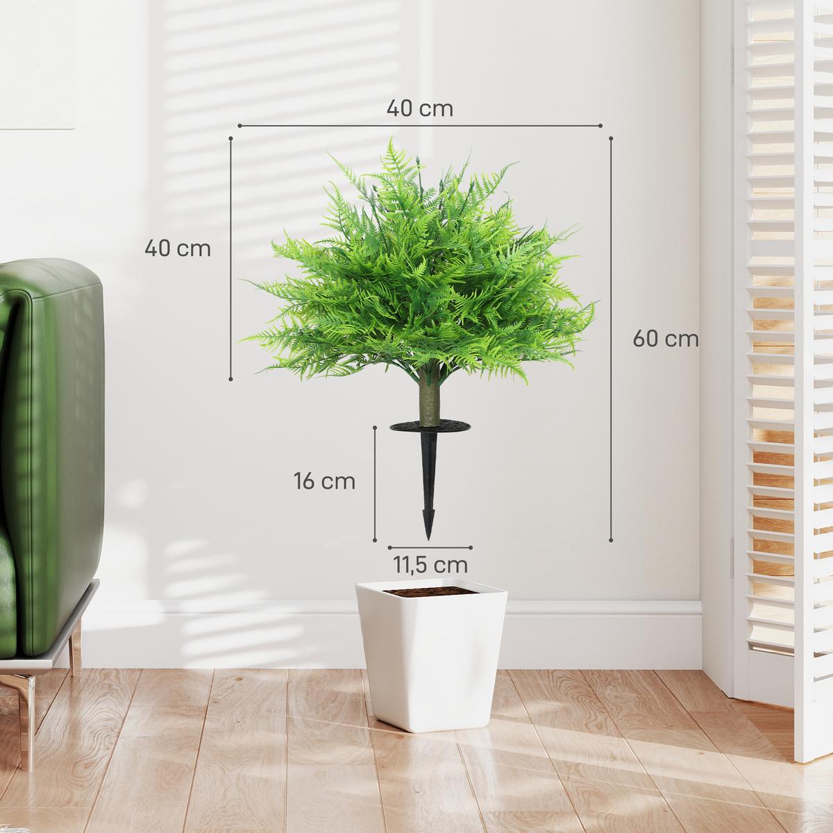 KUNSTPFLANZE 2er Set PE Aluminium Grün - Grün, Kunststoff (60cm) - HOMCOM