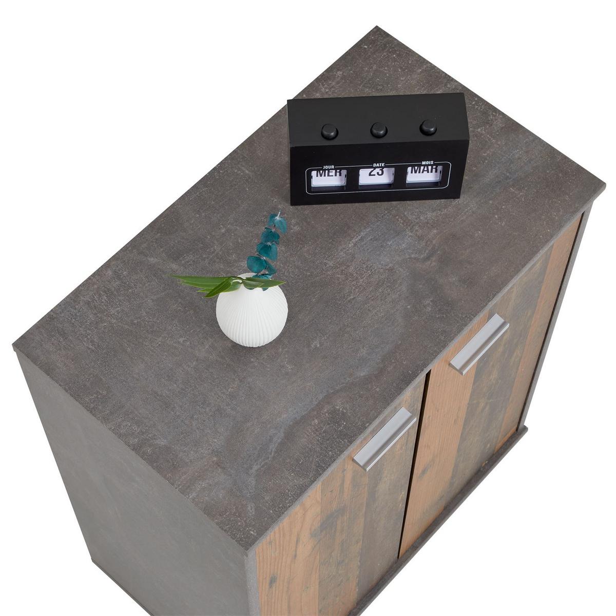 SCHUHSCHRANK LENNIS Old Style/Beton dunkel - Dunkelgrau/Dunkelbraun, Holzwerkstoff (60/70/35cm) - CARO-Möbel