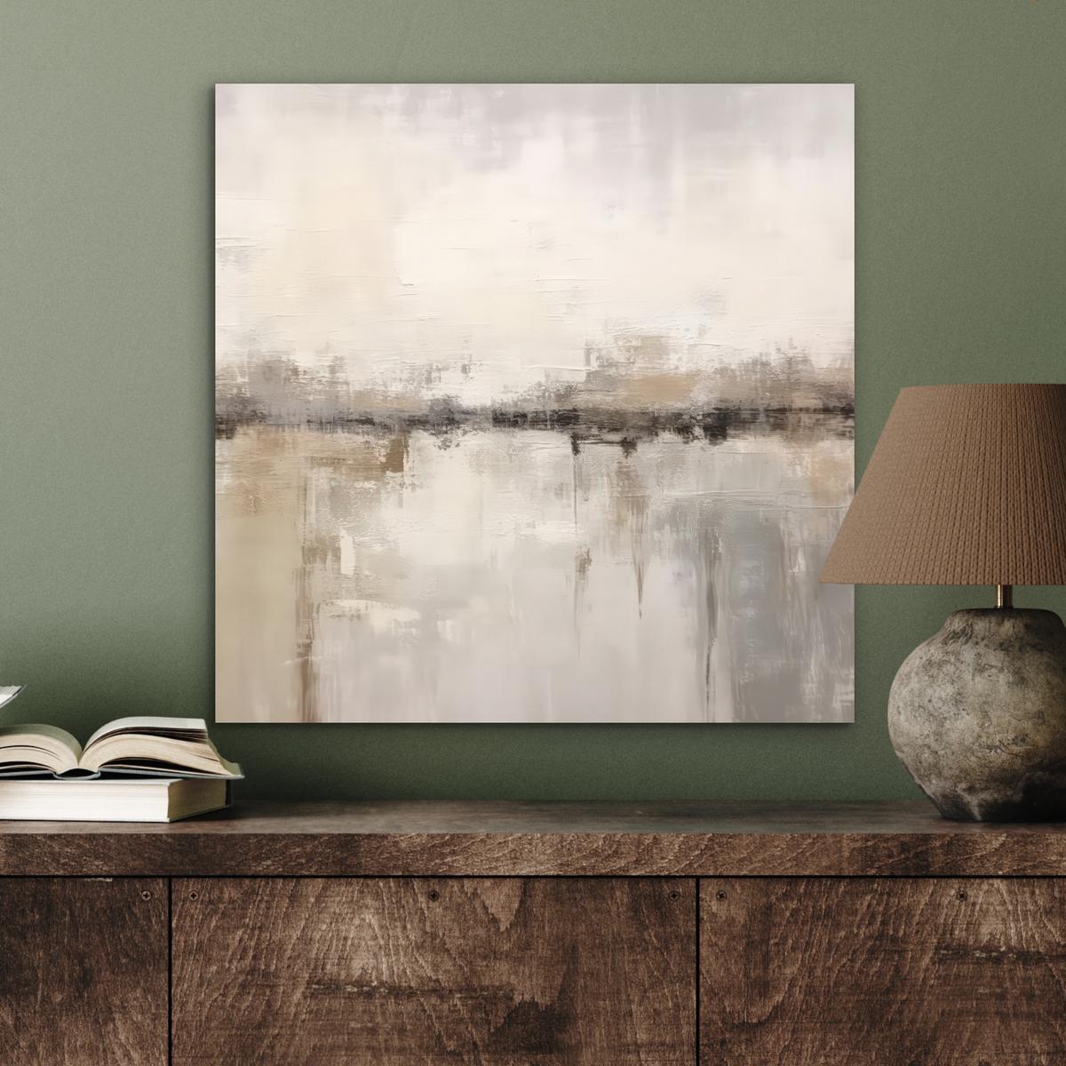 METALLBILD Moderne Kunst - Abstrakt - Beige 50x50 cm - Beige, Metall (50/50cm) - MuchoWow