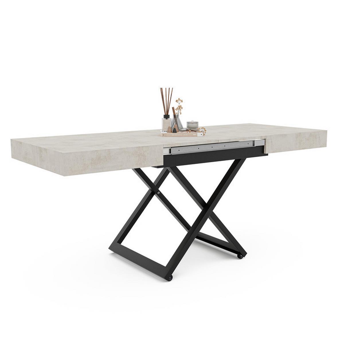 COUCHTISCH SANELLE ausziehbar mit Liftfunktion, 120/80/76 cm Schwarz / Weiß - Schwarz/Weiß, Holzwerkstoff/Metall (80/120/27cm) - Idohome