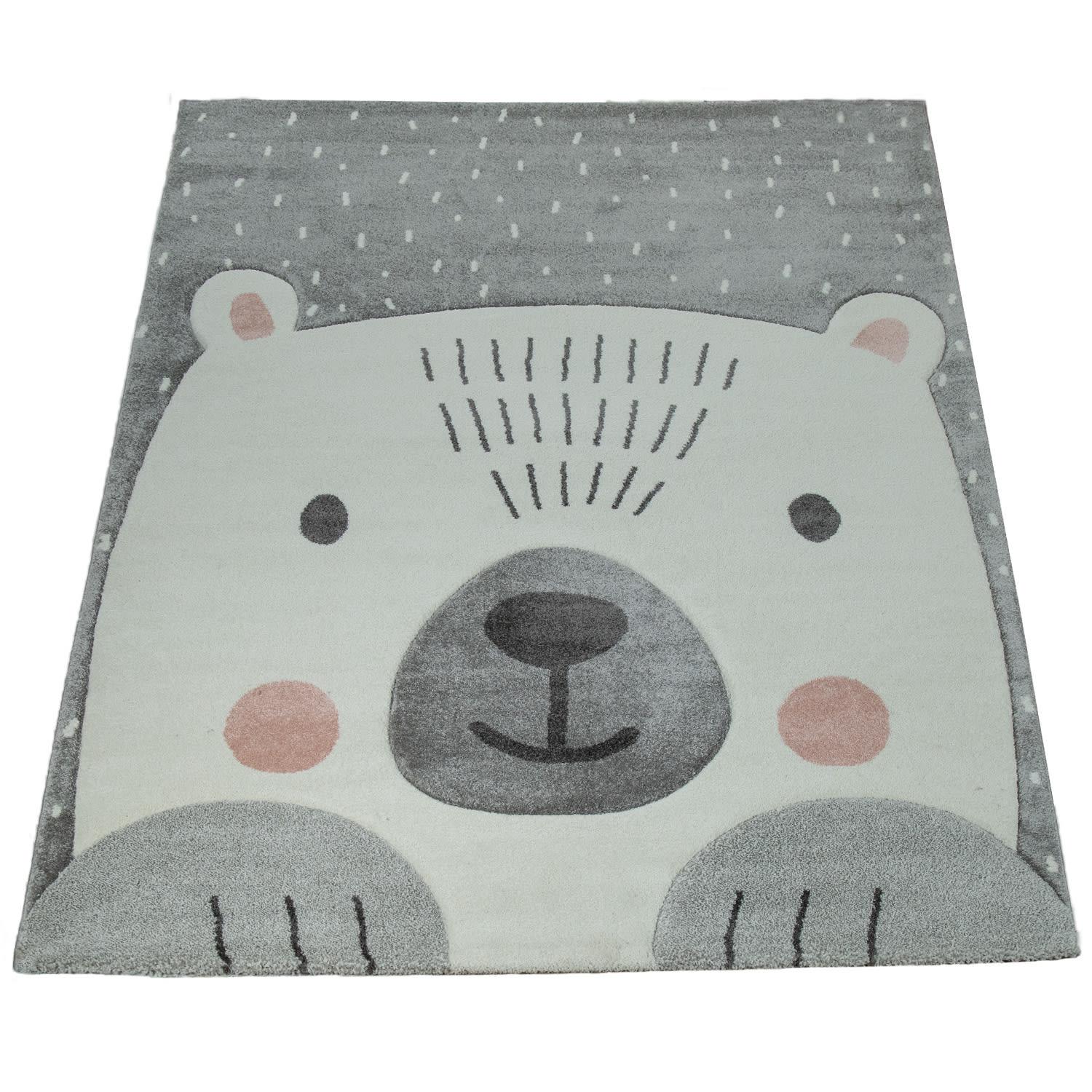 KINDERTEPPICH, mit Bärengesicht-Motiv, Grau, 80 x 150 cm - Grau, Textil (150/80cm) - KADIMA DESIGN