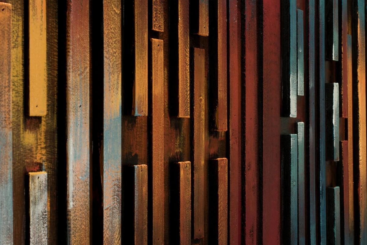 HOLZBILD Bunt 144/44 cm - Multicolor, Holz (6/44cm) - KUNSTLOFT