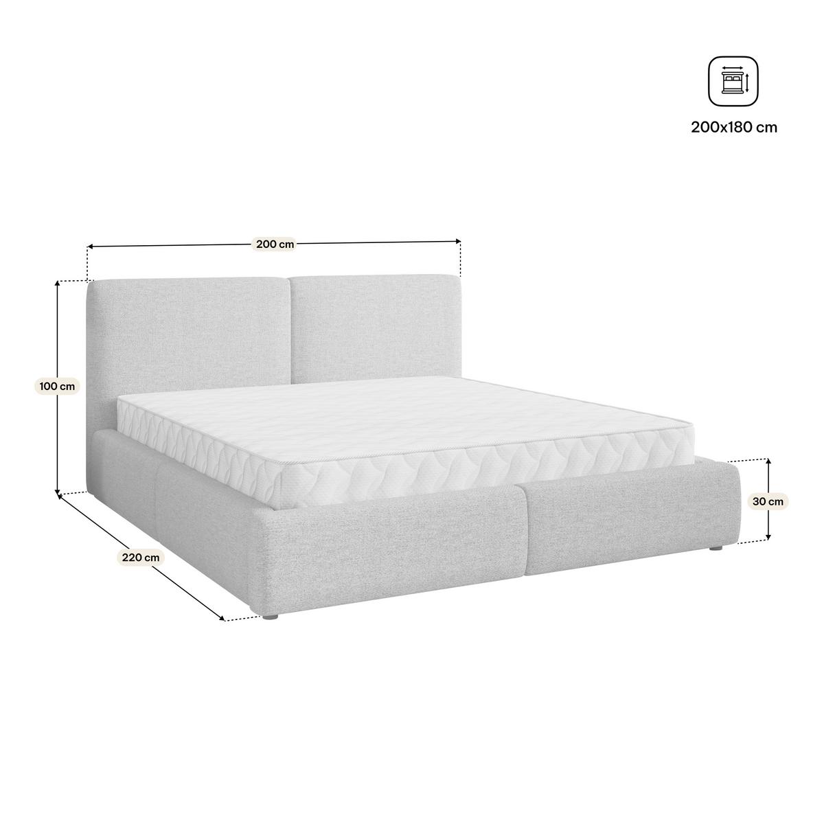 POLSTERBETT FELURO 180x200 cm mit Bettkästen - Beige - Beige, Holz (180/200cm) - MASSENO