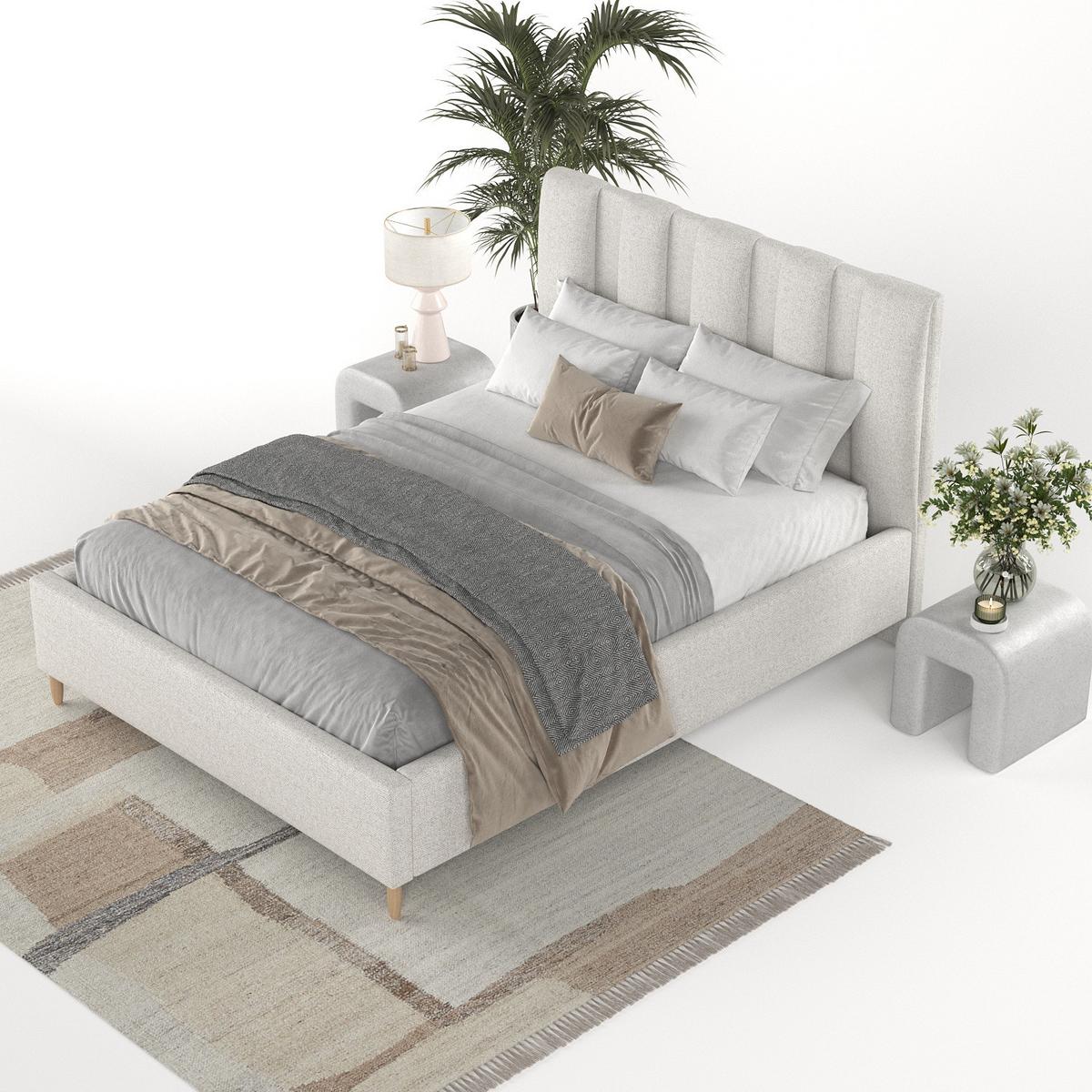 POLSTERBETT Loom 120/200 cm Hellbeige im Riva Stoff - Beige/Naturfarben, Holz/Holzwerkstoff (120/200cm) - AltaBeds