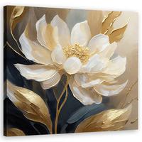 WANDBILD blumen gold glamour - Beige, Textil (30/30cm) - Feeby