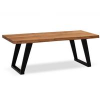 COUCHTISCH Braun Akazie Massivholz Baumkante 120x60x46 cm, Metallbeine U-Form - Schwarz/Akaziefarben, Holz/Metall (60/120/46cm) - KADIMA DESIGN