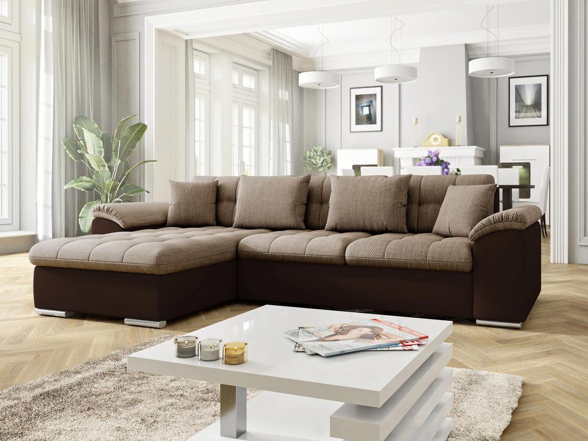 ECKSOFA Diana, Seite: Links - Beige/Braun, Holz/Textil (280/160cm) - MIRJAN24