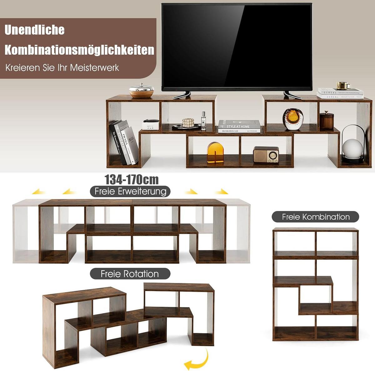 FERNSEHSCHRANK Holz Braun - Braun, Holz (170/43/30cm) - COSTWAY