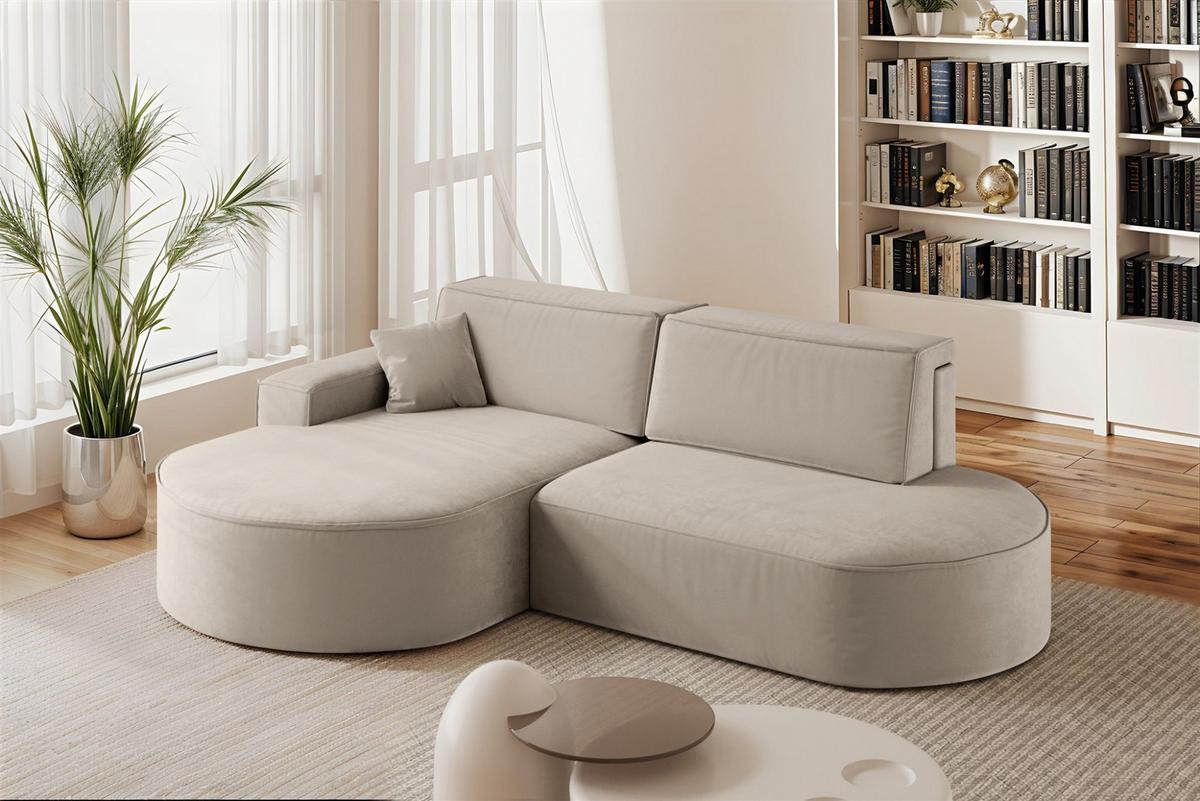 ECKSOFA Venedig Mit Schlaffunktion - Beige, Holzwerkstoff/Textil (278/179cm) - Fun Möbel