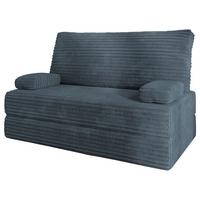 BETTSOFA LADIA aus Schaumstoff Kordstoff Grau Schlaffunktion - Blaugrau, Textil (140/86/60cm) - MASSENO