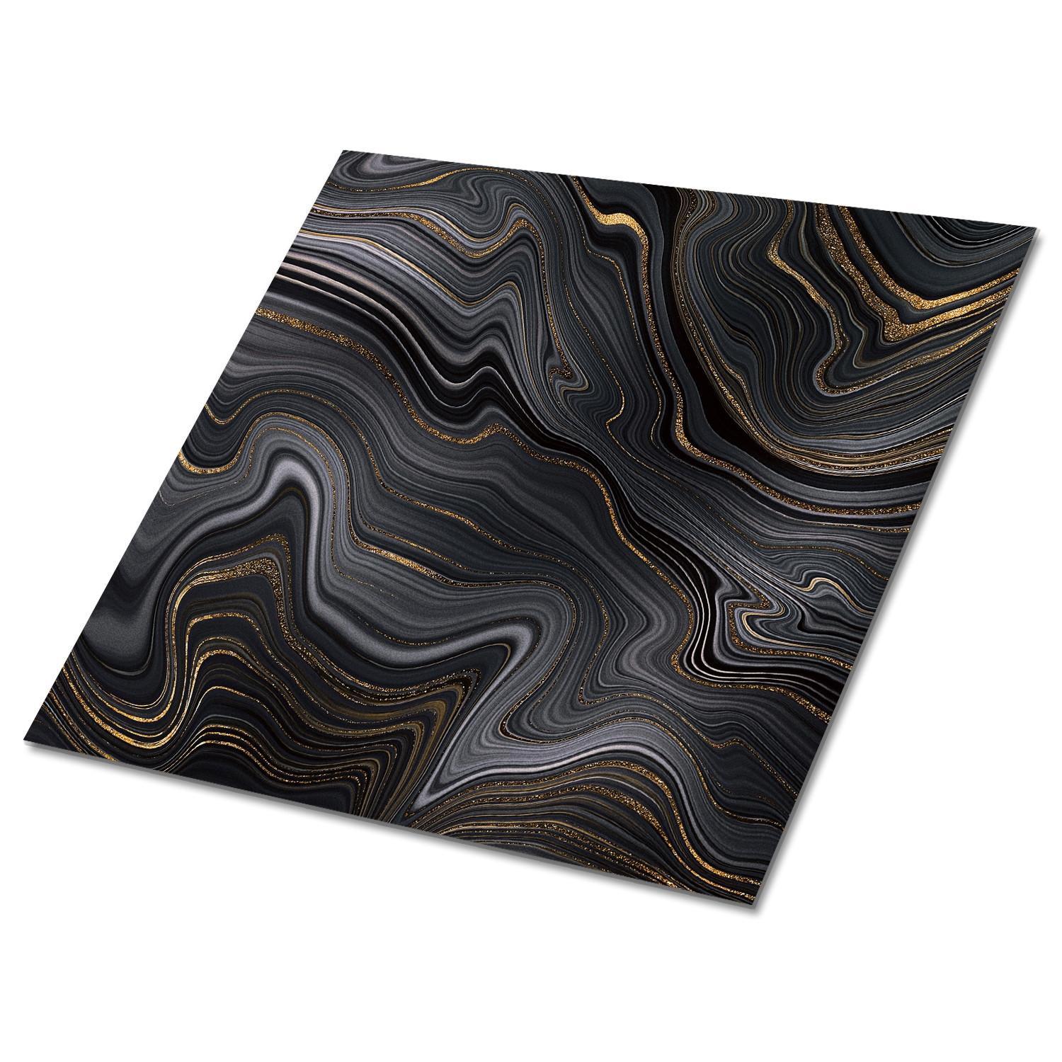 FLIESENAUFKLEBER 9 Stück 30x30 cm selbstklebend Dunkle Abstraktion - Schwarz, Textil (30/1.6/30cm) - TULUP