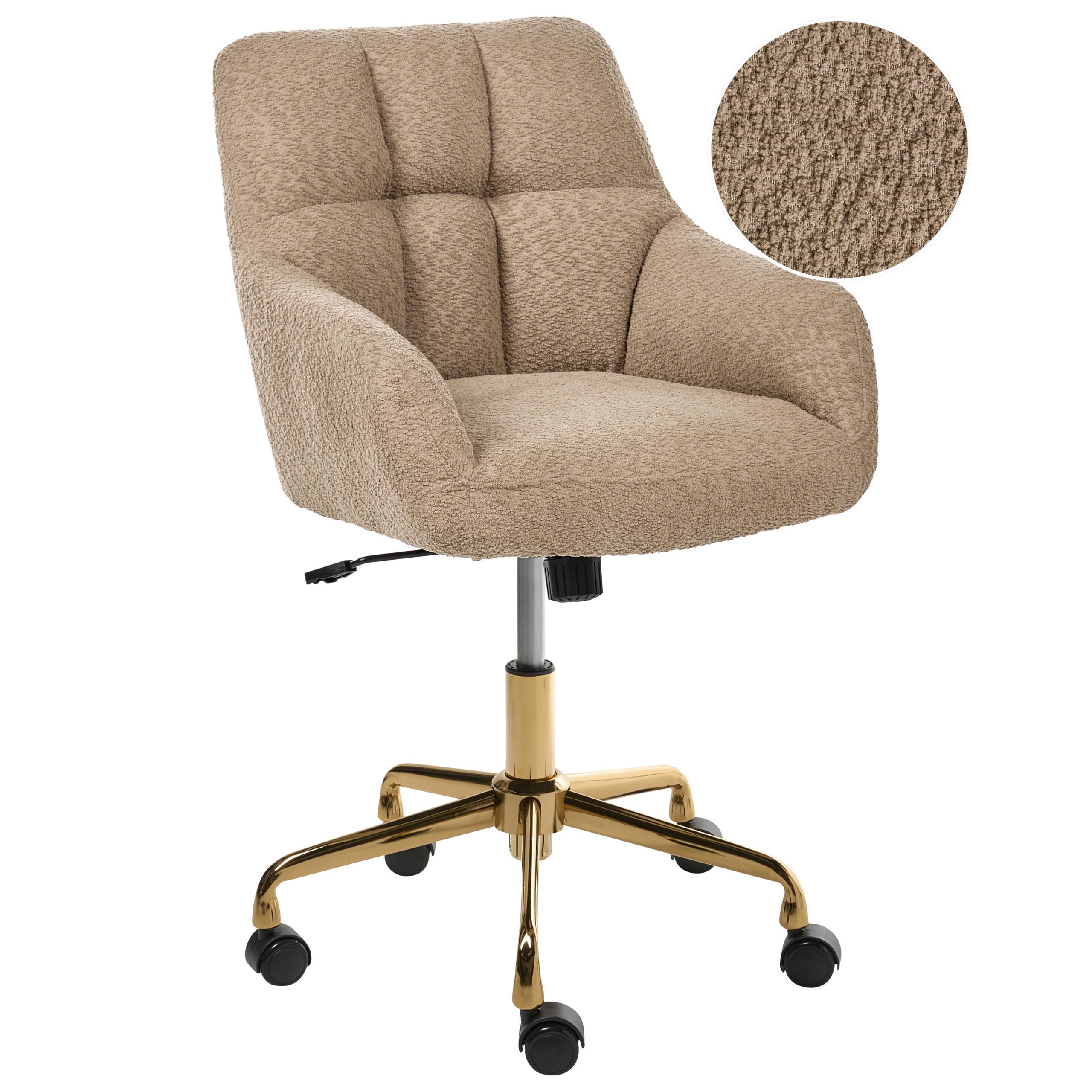 SCHREIBTISCHSTUHL Bouclé Hellbraun Palmdale - Hellbraun, Textil (58/87/61cm) - Beliani