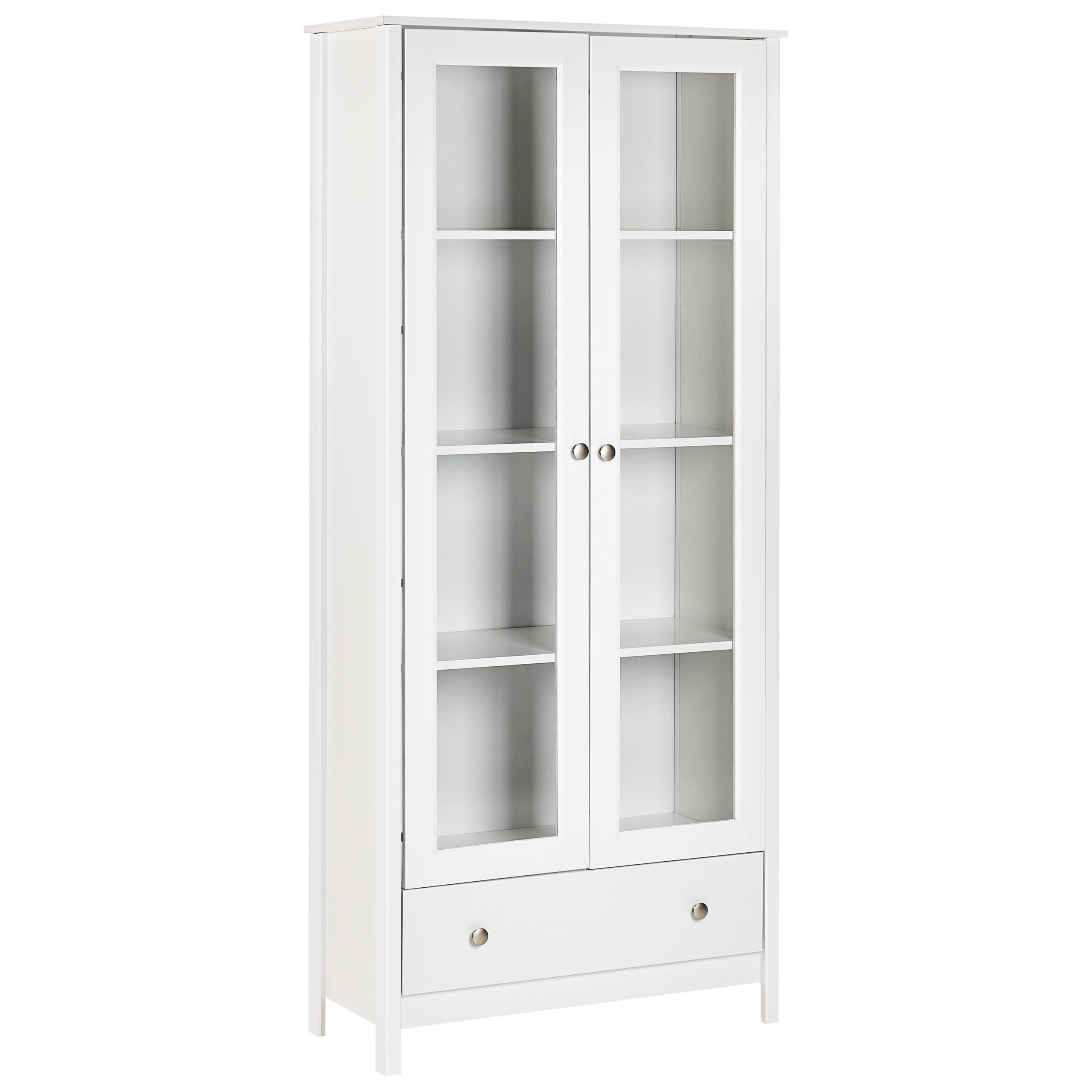 VITRINE mit Glastüren 80 cm Weiß Nornalup - Weiß, Holzwerkstoff (80/180/35cm) - Beliani