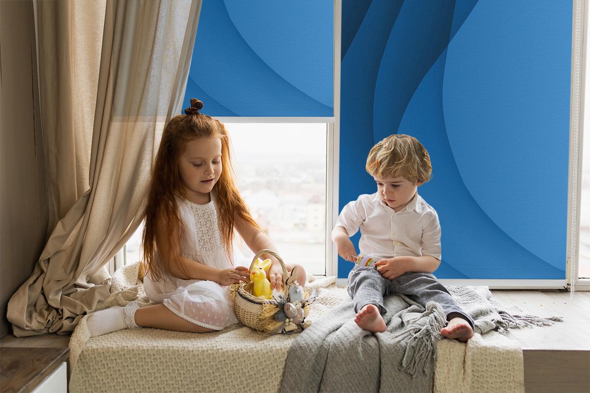 INNENROLLO - Fensterrollo - Rollo - 150x140 cm - Blaue Wellen - Blau, Kunststoff (150/140/0.5cm) - TULUP