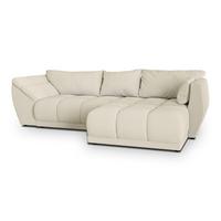 ECKSOFA ORENTI R-S Creme Boucle-Stoff mit Schlaffunktion - Creme, Holz (287/182cm) - MASSENO