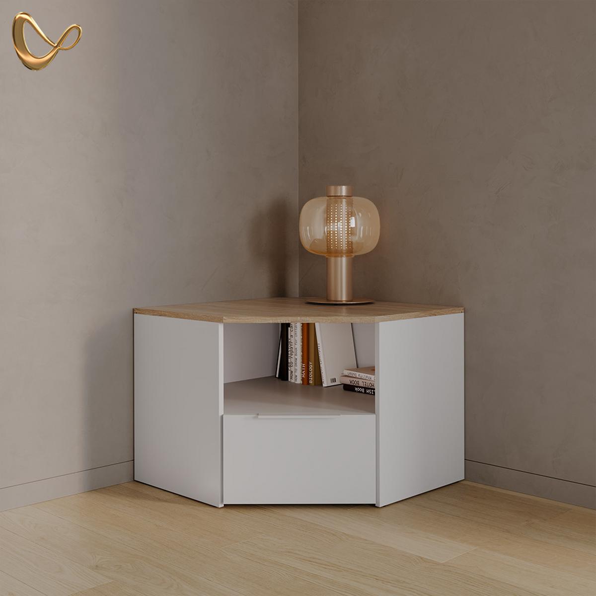 LOWBOARD Piave Weiß/Sonoma 68 x 50 cm - Weiß/Sonoma Eiche, Holzwerkstoff (68/50/68cm) - Livinity®